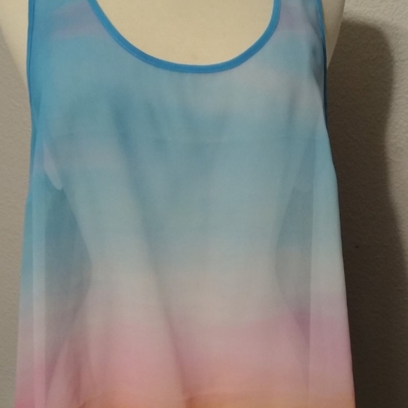 H and M Womens sheer Ombra Horizon Racer back tank top Large - Picture 2 of 8